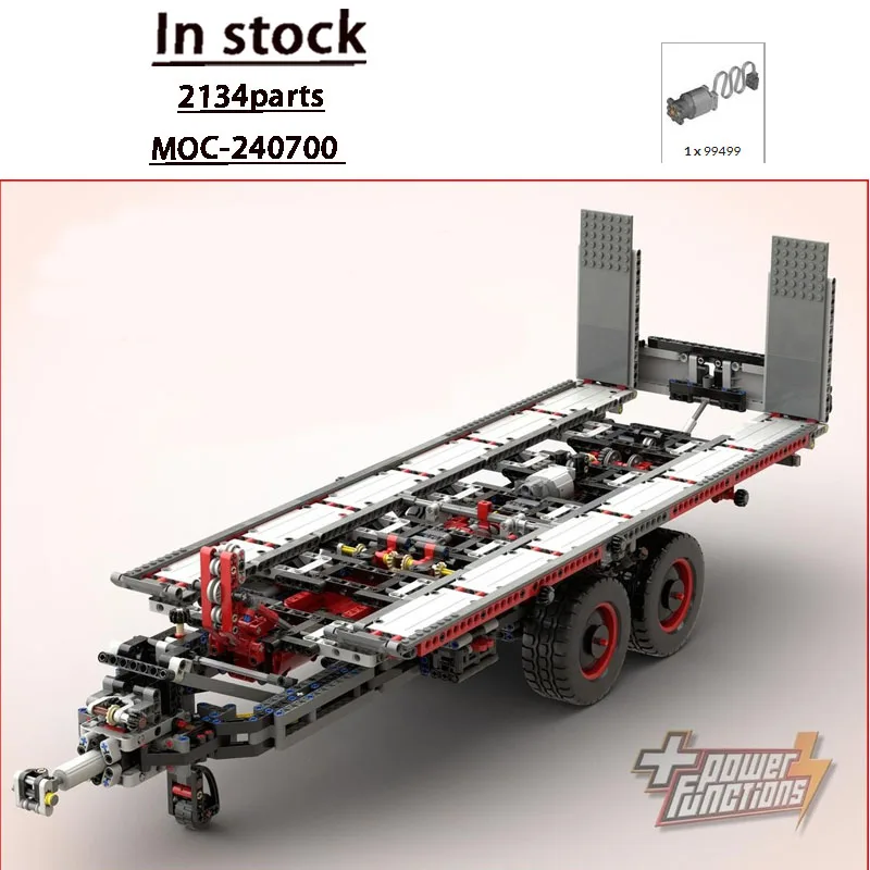 MOC-240700 Classic New Three-Axle Car Trailer Building Block Model, 2134 Pieces, Birthday Toy Gift for Boys and Children