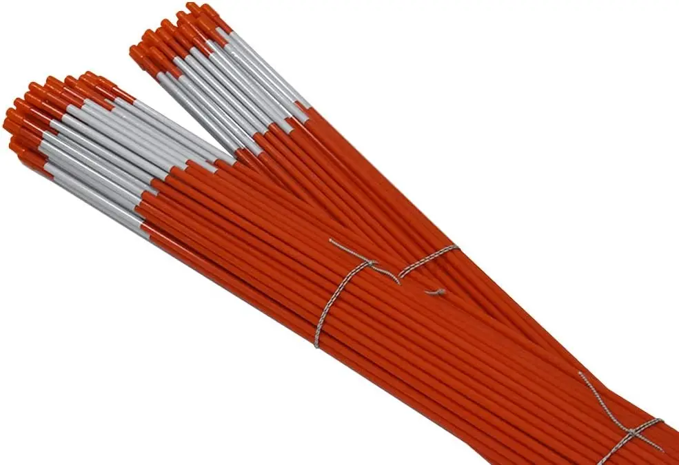 

72-Inch Fiberglass Driveway Markers, 6FT Snow Stakes, Reflective Orange, 5/16" Dia, Pack of 100