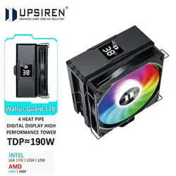 UPSIREN Walrus Guard 120 Digital Display 4 Heatpipe CPU Cooler 120mm Cooling Fan Radiator Air Cooler For LGA1700/1200 AM4 AM5