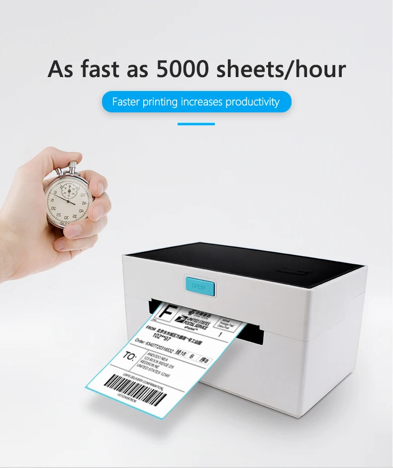 طابعة ملصقات الشحن تسمية الباركود 4x6 لفة ملصق طابعة حرارية مع بلوتوث USB طابعة ملصقات حرارية لاسلكية