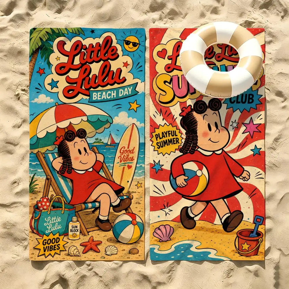 Comic Little Lulu Towel Microfiber Beach Towel Quick Dry Absorbent Soft for Swimming Yoga Resort Travel Camping