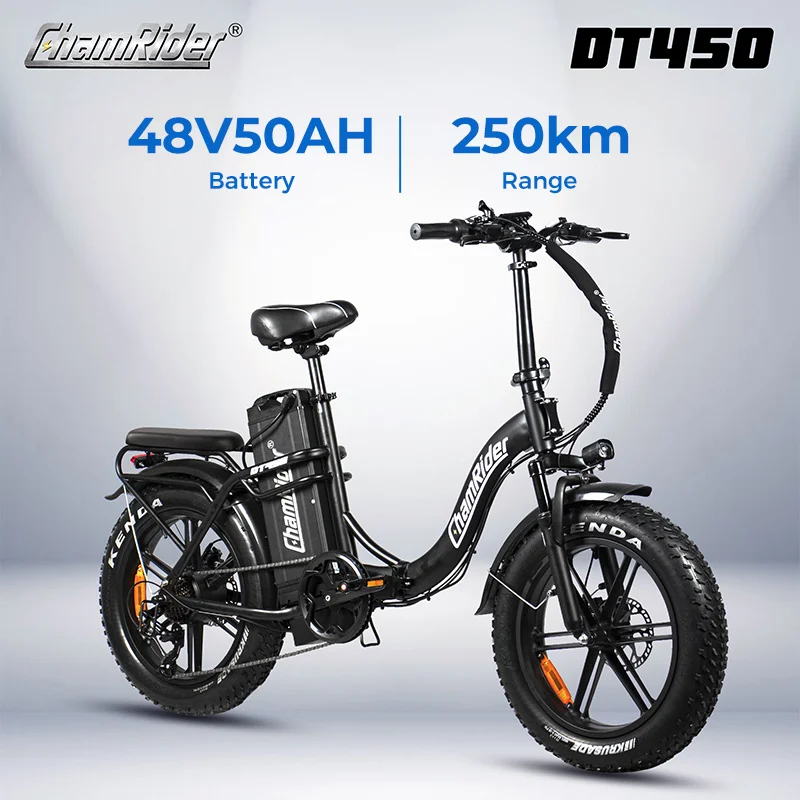 Chamrider DTS425 Eu Warehouse 20 Inch Fat Tire Electric City Bike 48V 32AH 25AH  Battery Folding Bike Electric Delivery Bike