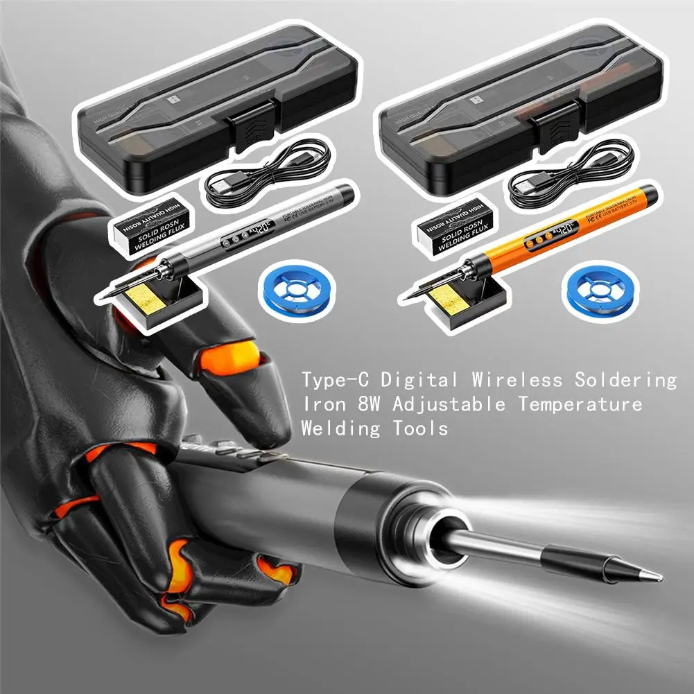 Electric Soldering Iron Kit LED Digital With USB Rechargeable Adjustable 300-450℃ Smart Welding Solder Portable Repair Tool