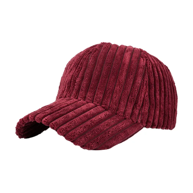 Striped Plain Corduroy Baseball Cap Autumn Winter Women Mens Adjustable Cap Dad Hat Brown KHaki Pink Wine Red Grey