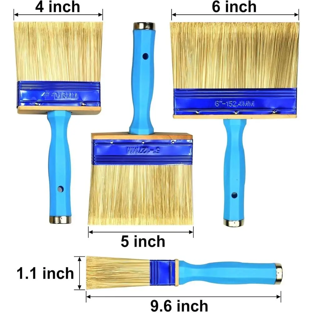 Triple Set of Heavy-Duty Paint Brushes for Decks and Wood Staining (4, 5, 6), Extendable and Ideal for Exterior Applications