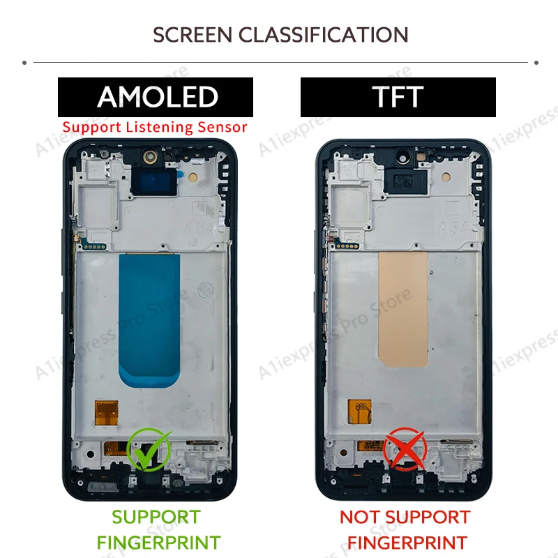 AMOLED LCD do Samsung Galaxy A54 5G A546 Wyświetlacz LCD z ramką Cyfrowy ekran dotykowy Digitizer A546V A546U Część naprawcza — zdjęcie produktu 5