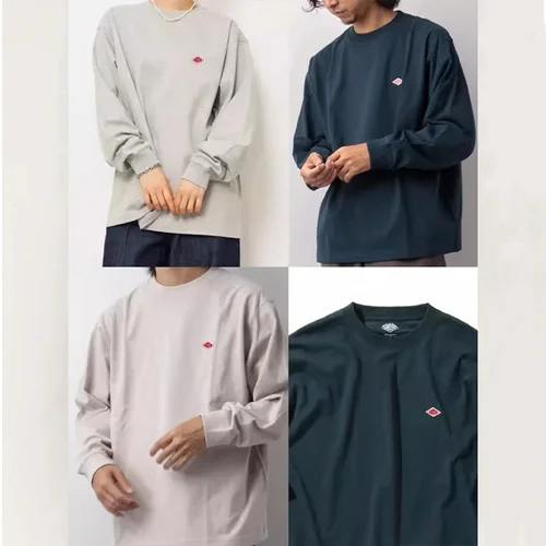 남녀공용 O-넥 코튼 루즈한 맨투맨 상의, 긴팔 티셔츠, 동일 자수 브랜드, 용수철 가을 일본 수출, 2024 