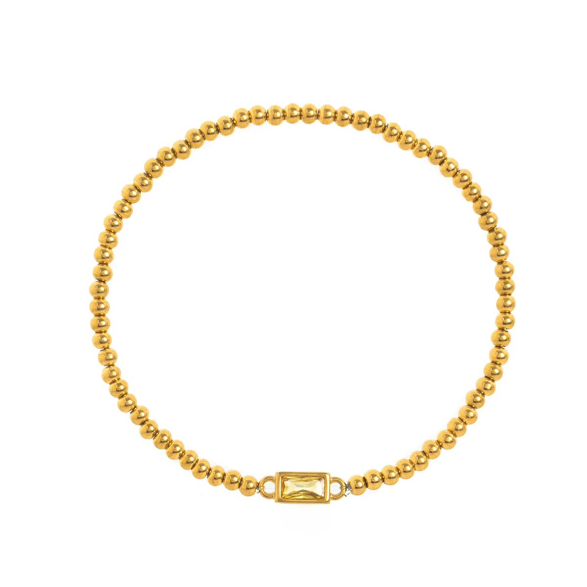 Minimalist style twelve month birthstone women\'s bracelet, stainless steel, electroplated 18K gold color protection