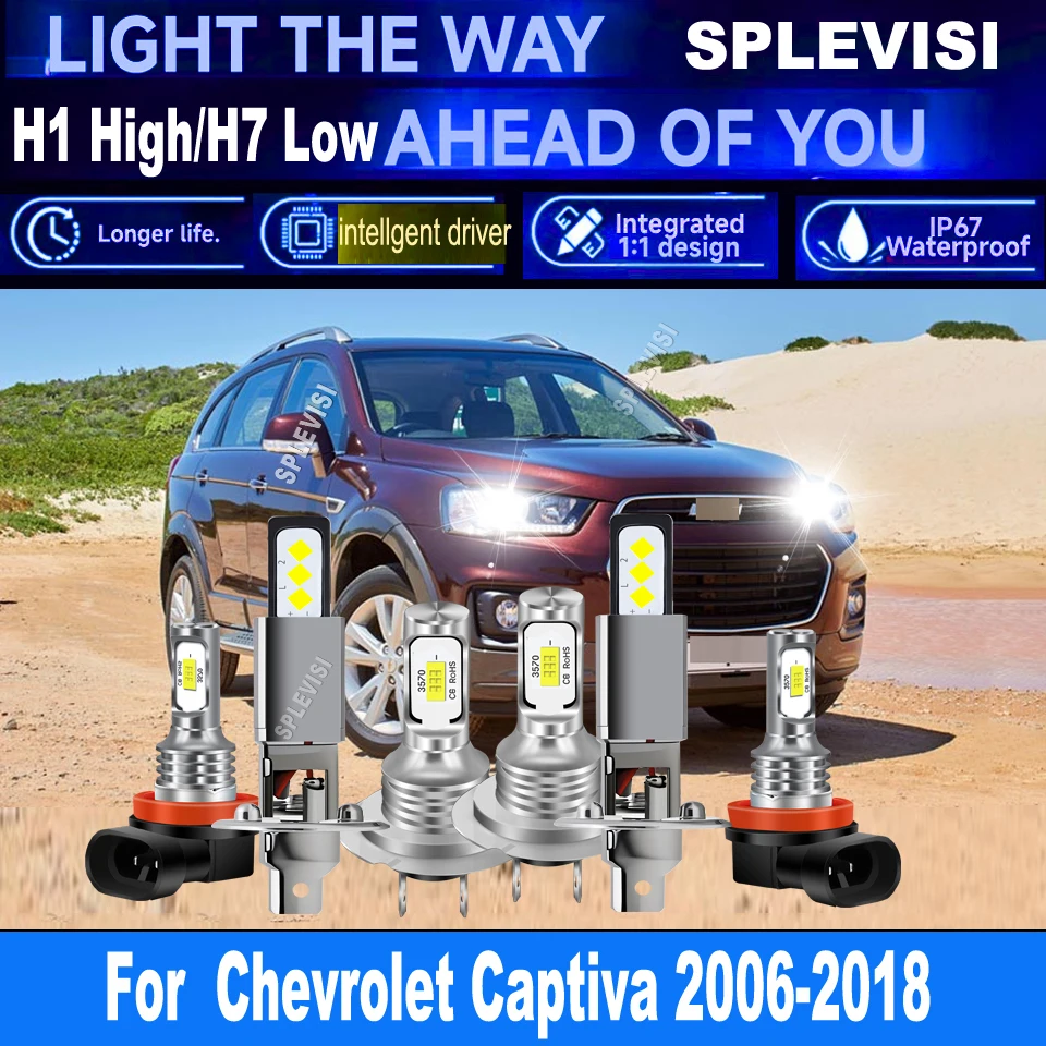 

H1 H7 711 LED White Headlight Foglight -aerospace-grade aluminum For Chevrolet Captiva 2006 2007 2008 2009 2010 2011 2012-2018