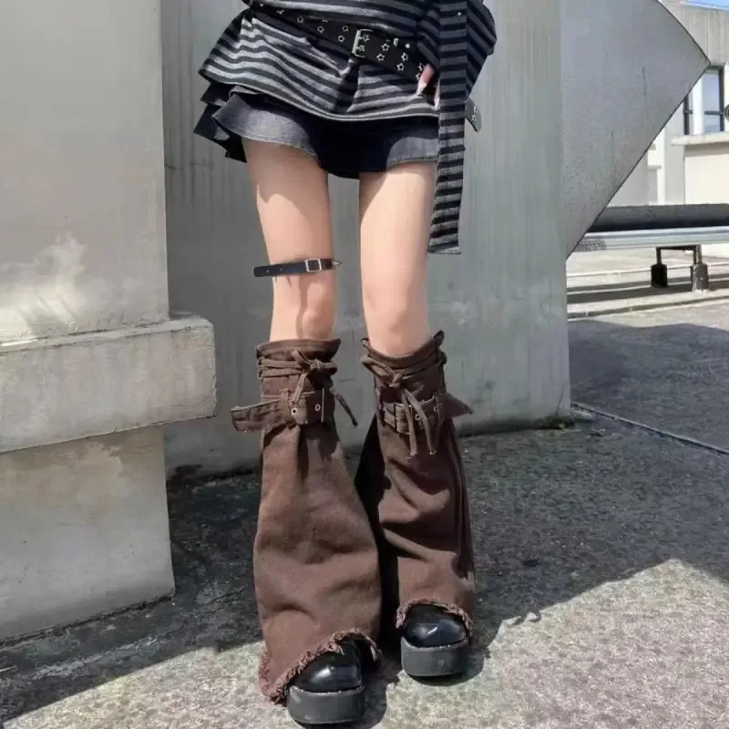 Cute Y2k Leg Warmers Spicy Girl Retro Stockings Brown Footcover Long Stockings Women