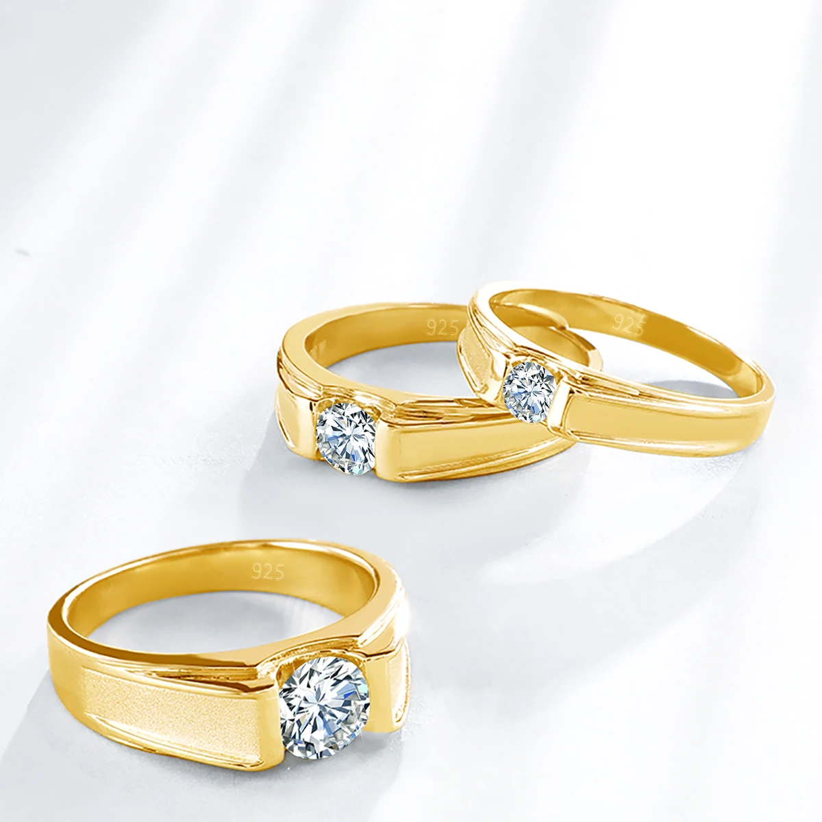 925 Sterling Silber Mattierte Verlobungsringe für Männer und Frauen Moissanit Ehering Paar Jubiläum Schmuck Geschenk – Detail 3