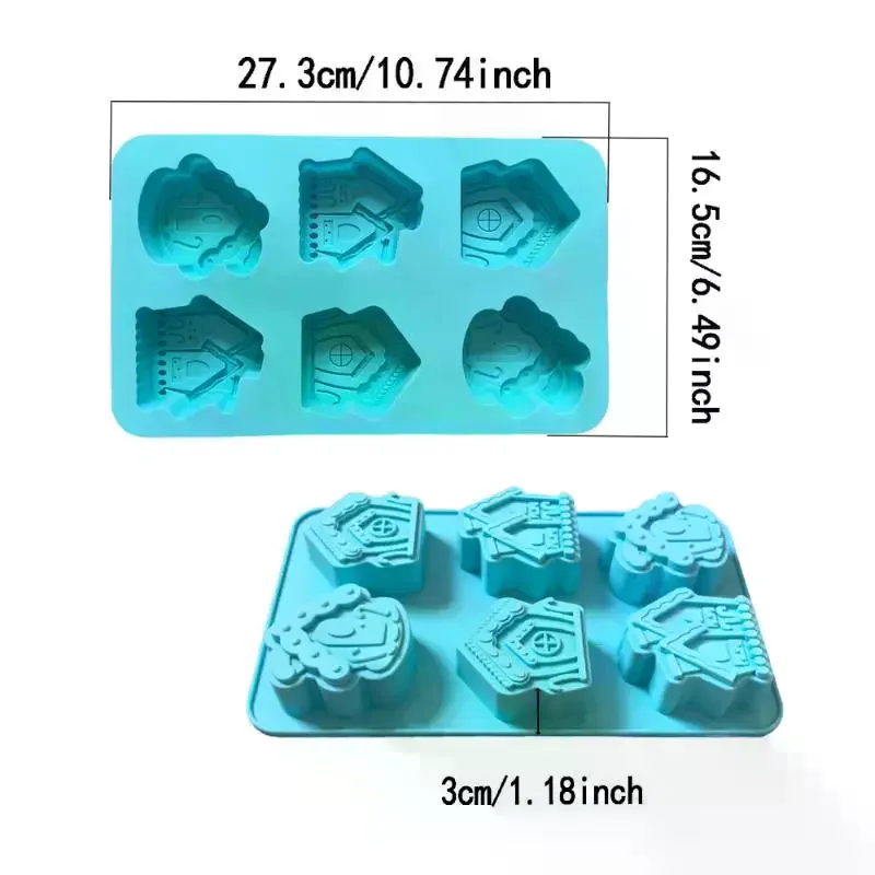 6-Cavity Christmas House Shaped Soap Candle Silicone Mold For Handmade DIY Wax Molds For Aromatherapy Soap
