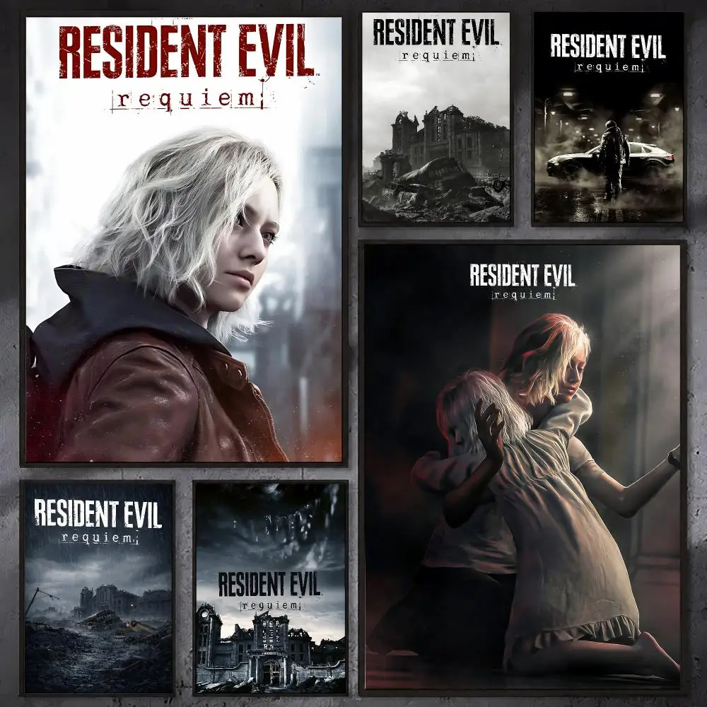 R-Resident E-Evil Requiem Poster Waterproof Sticky Wall Art Print For Bedroom Living Room Hallway Bar