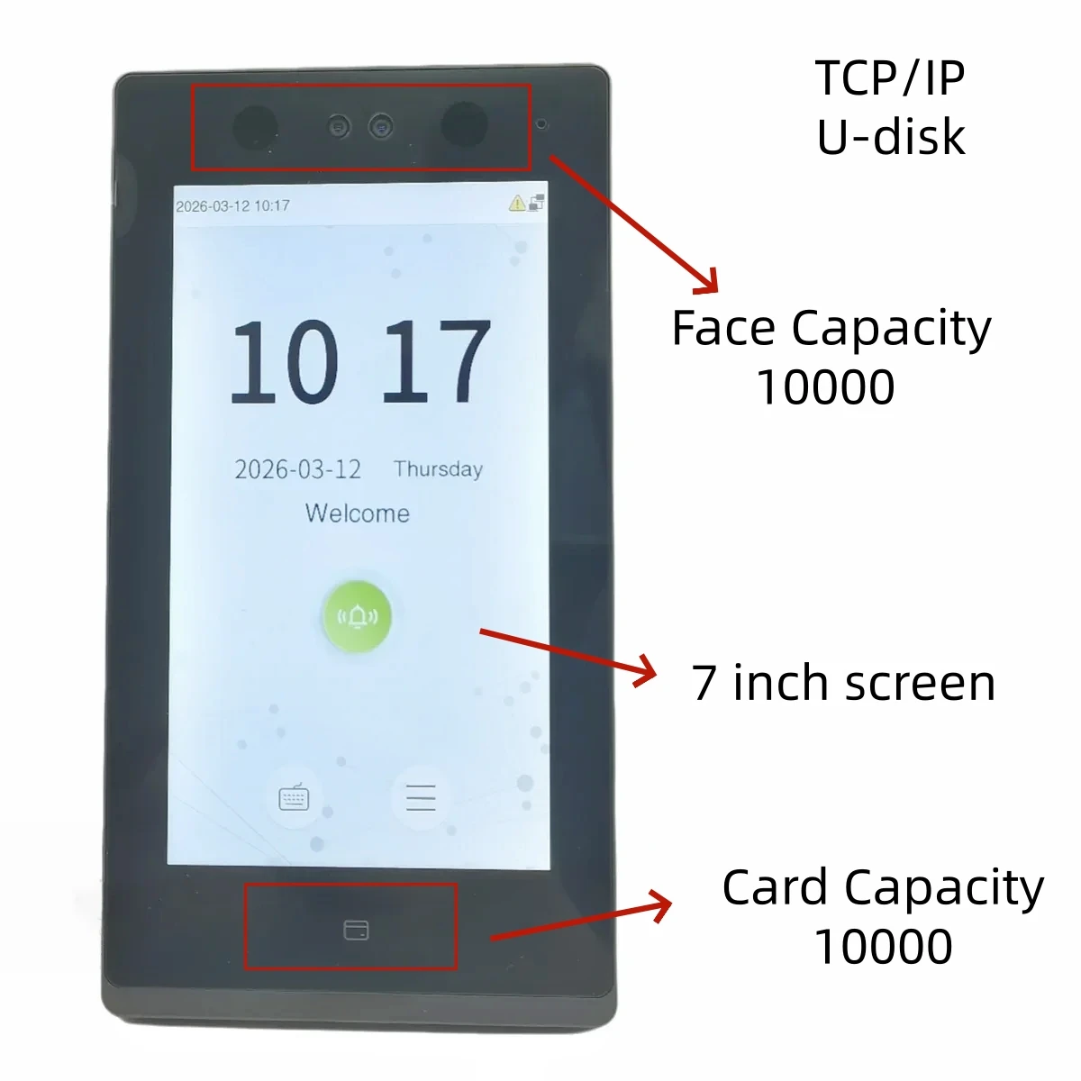 Face Recognition Time Attendance & Access Control Terminal ZK zFace1701 RFID Card IP65 TCP/IP USB 10000 Users for Office