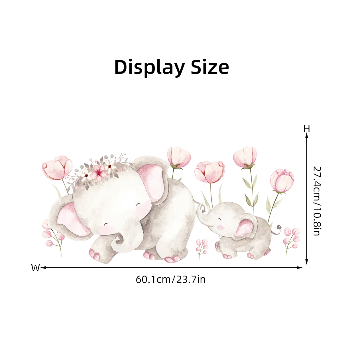 Cartoon Cute Family Elephant Flower Wall Stickers for Kids Room Baby Nursery Home Decor Living Room Children Bedroom Decoration