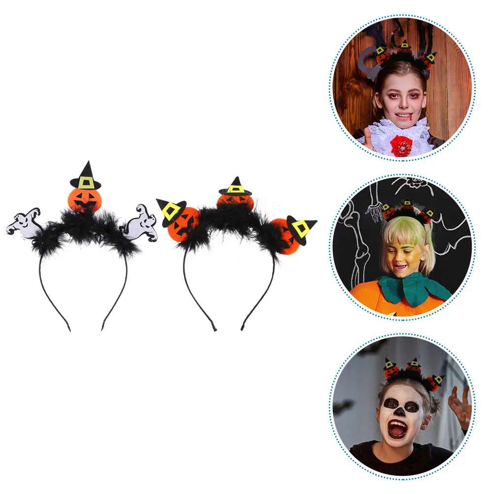 2 Pcs Pumpkin Ghost Headband Halloween Party Headbands for Headdress Hair Hoops Cosplay Headwear