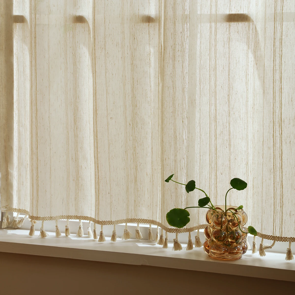 1pc White Line Fabric Curtain Valance for Living Room,Rod Pocket,Modern Stripe Short Curtain for Window,Door and Cabinet Decor