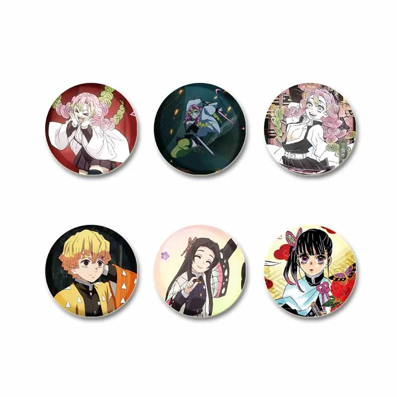 Japanese Anime Role Soft Button Pins Kochou Shinobu Kanao Tsuyuri Brooch for Clothes Backpack Cartoon Cosplay Badge Jewelry Gift