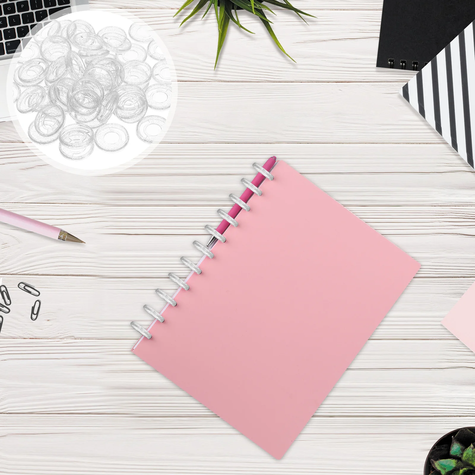 

50Pcs Loose Leaf Binder Discs Plastic Expansion Discs for Notebook Planner Diary Binding Tools Office School Supplies