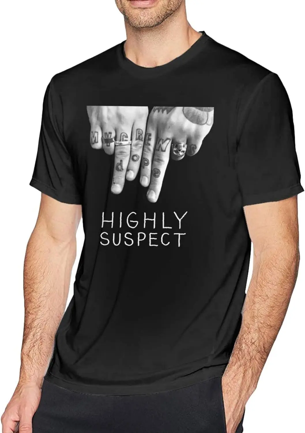 

Teen Highly Music Theme Suspect Mcid T Shirt Crewneck Short-Sleeve Shirt, Cool Cotton Tees Tops Shirt for Mens