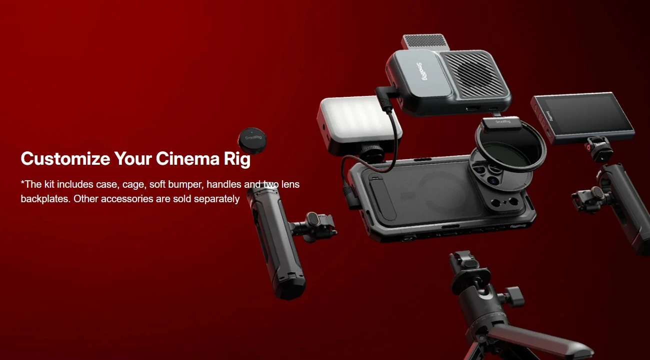 Para iPhone 14 Pro Max Handle Handgrip Kit SmallRig Universal Mobile Phone Cage Rig Kit de vídeo 4099