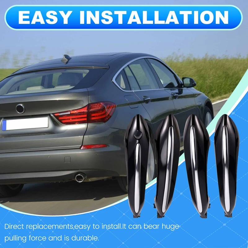 4Pc Exterior Door Handle+Light For BMW 5 6 7 Series F07 F10 F11 F06 F12 F13 F01 F02 F03 F04 51217276243 51217231929 LHD