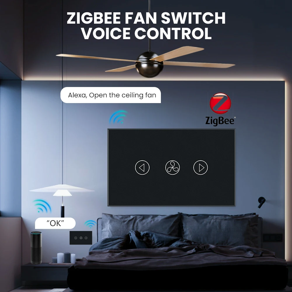 

Tuya ZigBee Smart Switch Fan Light Ceiling Fan Lamp Switch Speed Adjust App Voice Control Alexa Google Home With Neutral Wire