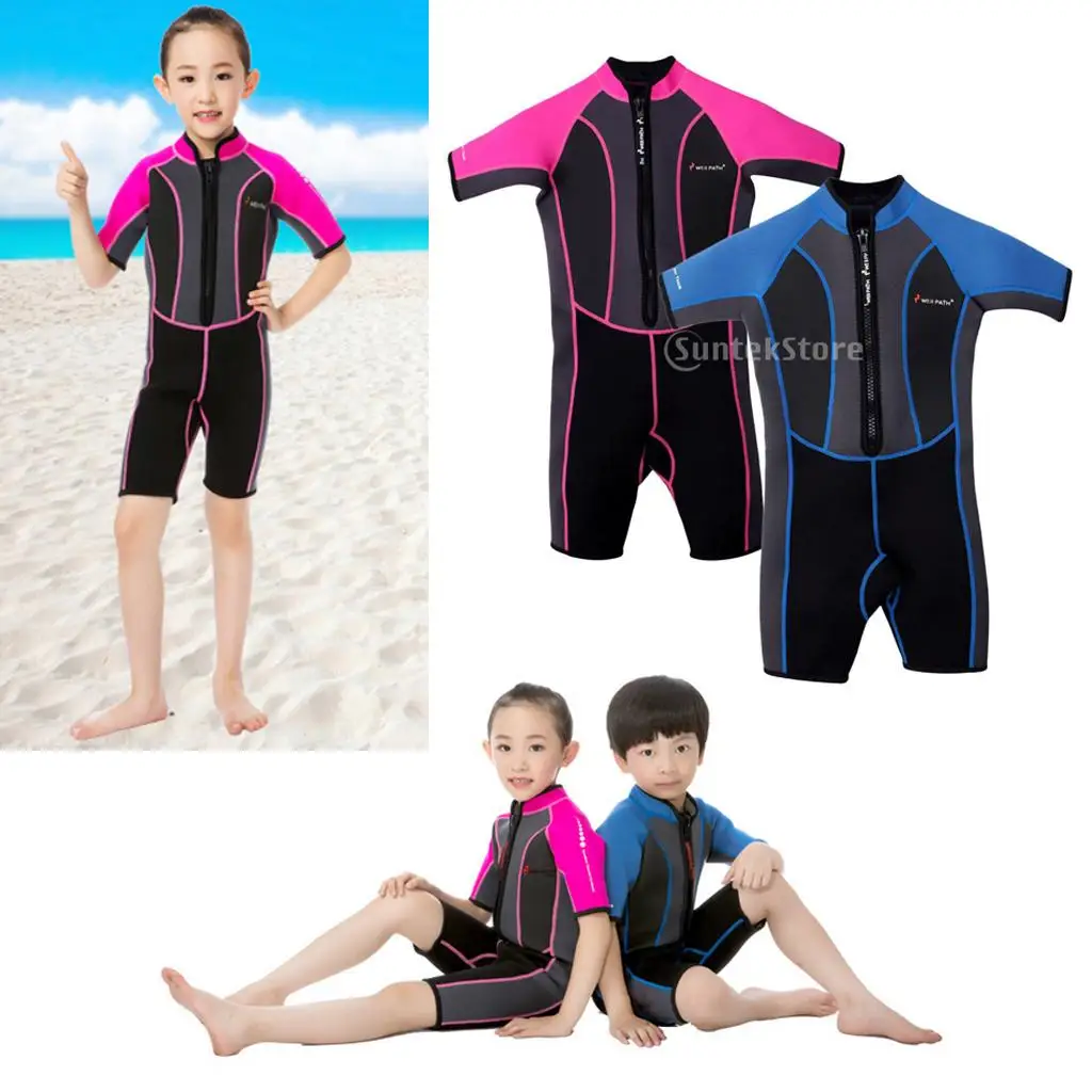 

children 3.5mm Wetsuit Neoprene Short Sleeve Jumpsuit Swimwear, for Swimming, Diving, Canoeing