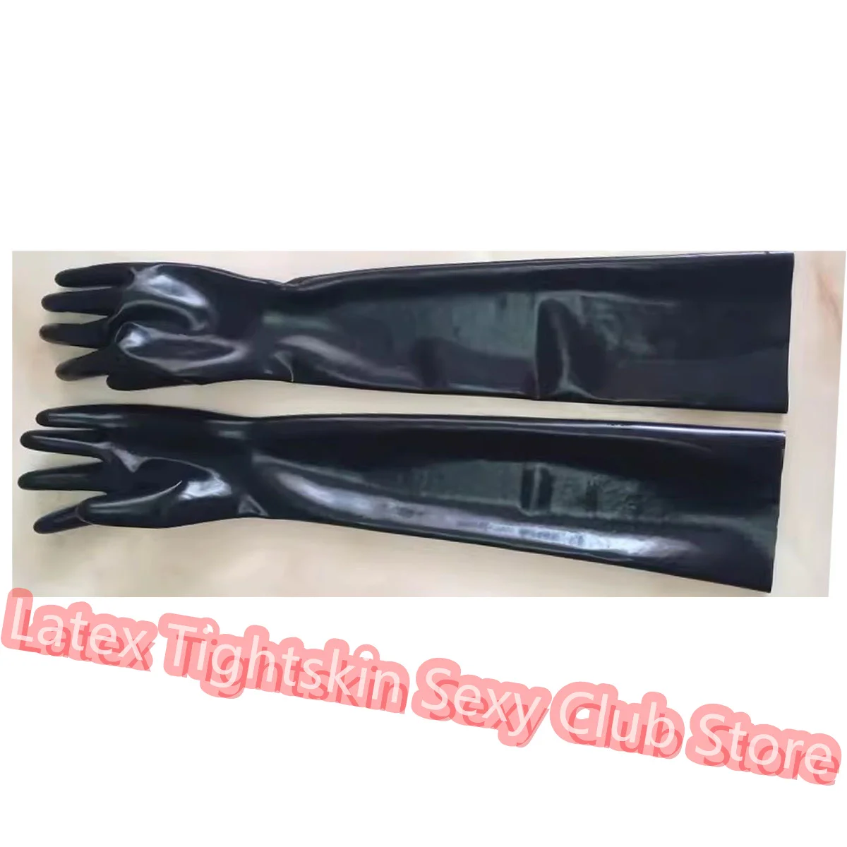 Unisex Latex Gloves Sexy Black Moulded Seamless Shoulder Length Long Fetish Gloves Culb Wear Cosplay Costumes for Women