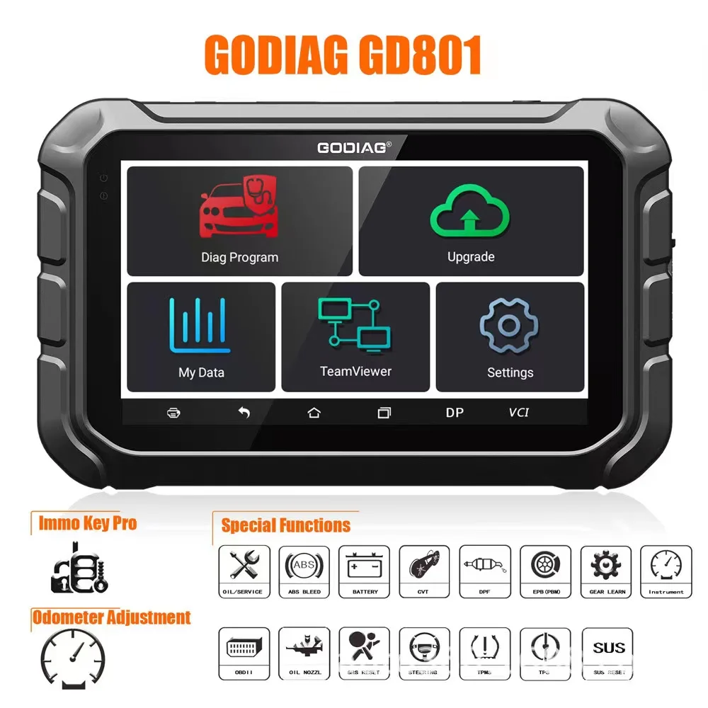 

GODIAG GD801 Key Programmer Multi-language Support Mileage Correction ABS EPB TPMS EEPROM etc