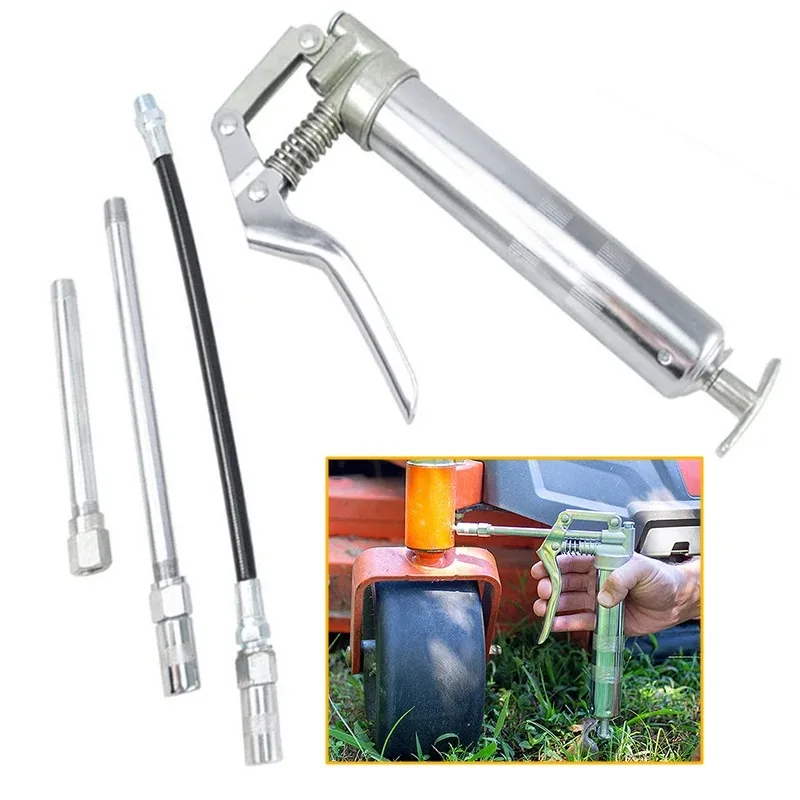 120cc Mini Car Manual Grease Gun 2900PSI Car Oil Pump Oiler With Oil Hose Handheld High Pressure Oiler Hand Tools For Auto Train