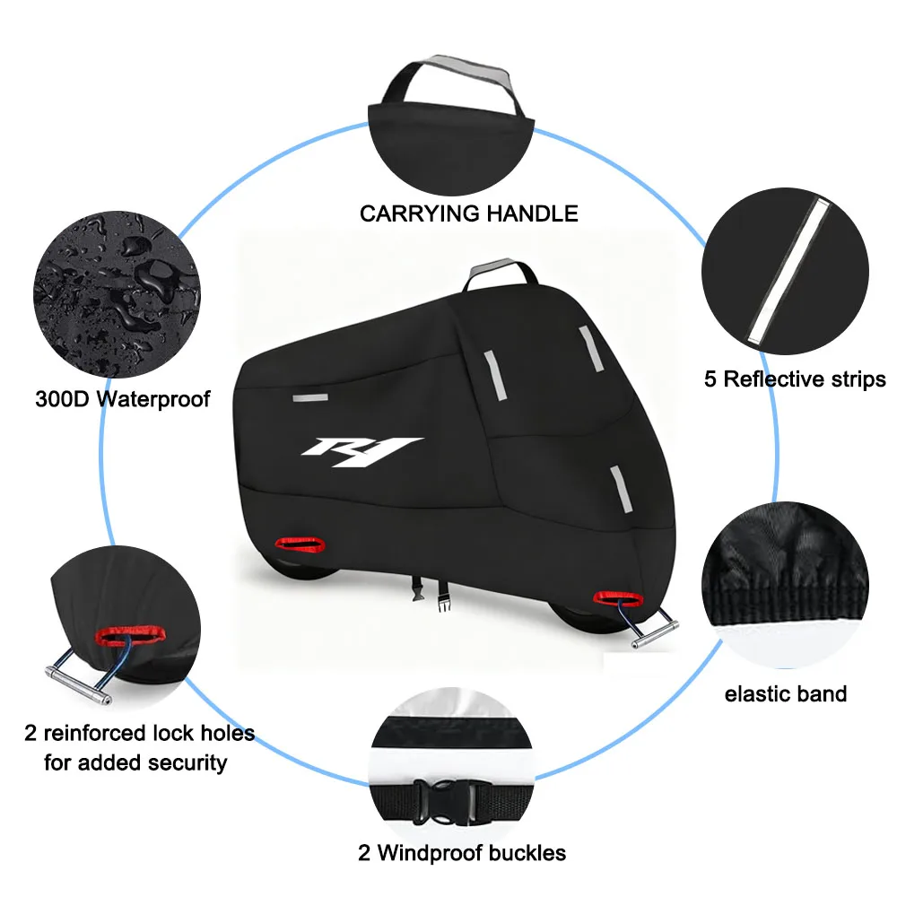 Motorcycle Cover 300D Oxford Waterproof Outdoor Indoor Protective Snow Dust UV Protection for YZF-R1 1998-2012 2011 2010