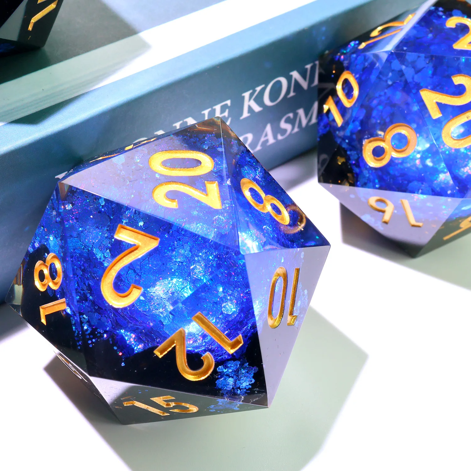 

50MM Chonk D20,Blue Geode DND D20 Dice,Resin DND Dice For Board Games Role Playing Table Game,DND D20 Gift-G4