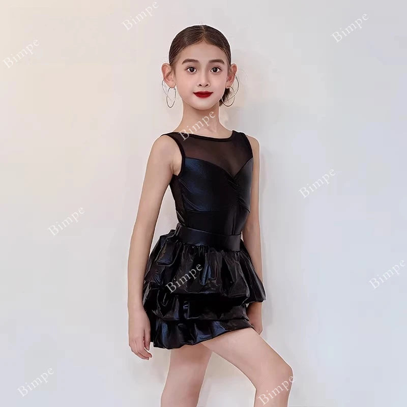 

Детское танцевальное платье для выступлений: сальса, латина, ча-ча-ча, самба, бальные танцы. Платье для девочек, юбка для тренировок.