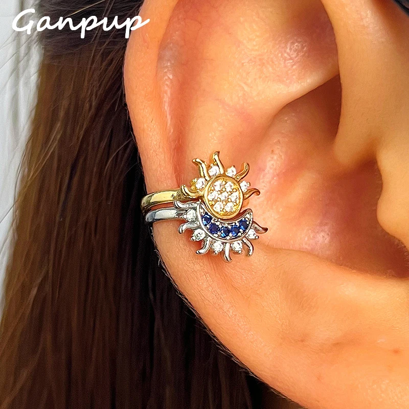 Изысканные серьги-клипсы GANPUP с блестящими звездами и луной для женщин, для повседневной носки, модные украшения, подарок, аксессуары