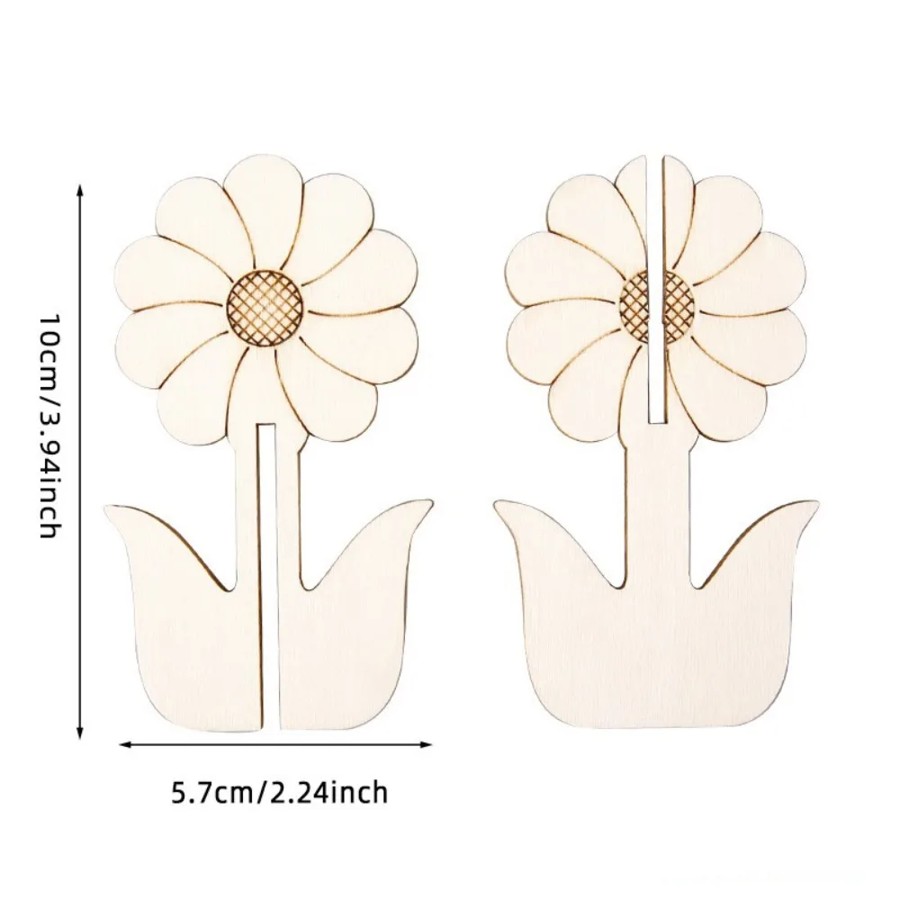 

10pcs/set Wooden DIY Tulip Shape Assembly Tulip Shape Rose Flower Wood Pieces Combination Set Handmade Sunflower