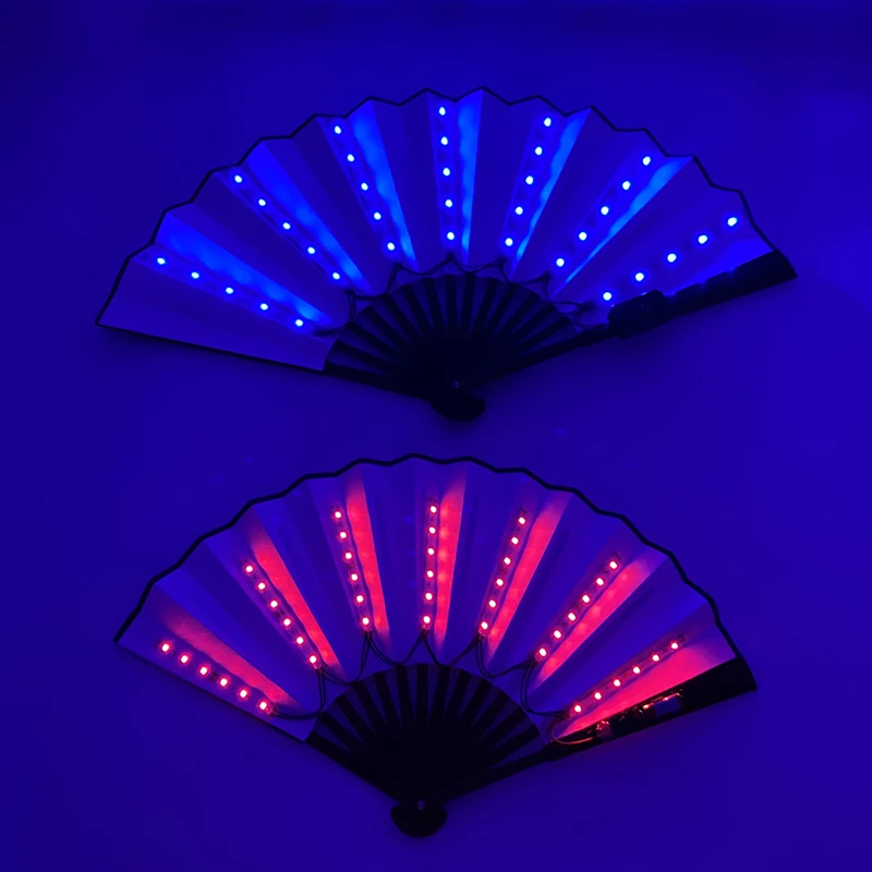 10-Zoll-LED-Faltfächer für Party, RPG, Lolita, Tanz, Bühnenaufführung, Nachtclub-Zubehör, LED-Handfächer, leuchtender fluoreszierender Fächer – Detail 6