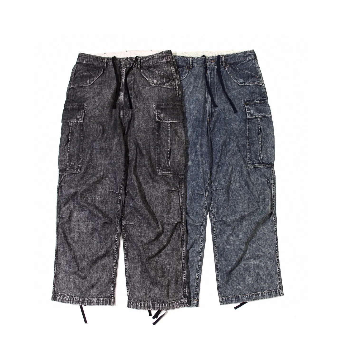 

Брюки-парашюты BMS Tooling с широкими штанинами, в японском стиле, с эффектом потертости