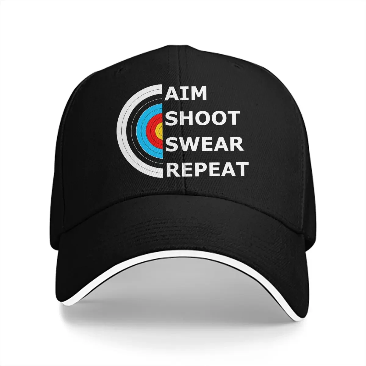 Washed Men's Baseball Cap Aim Shoot Swear Repeat Archery Target Essential Trucker Snapback Caps Dad Hat Archery Lover Golf Hats