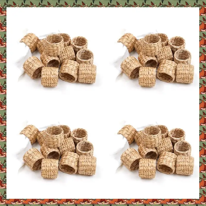 

ABLQ 48Pcs Napkin Rings,Water Hyacinth Napkin Holder Rings - Rustic Napkin Rings For Birthday Party, Dinner Table Decoration