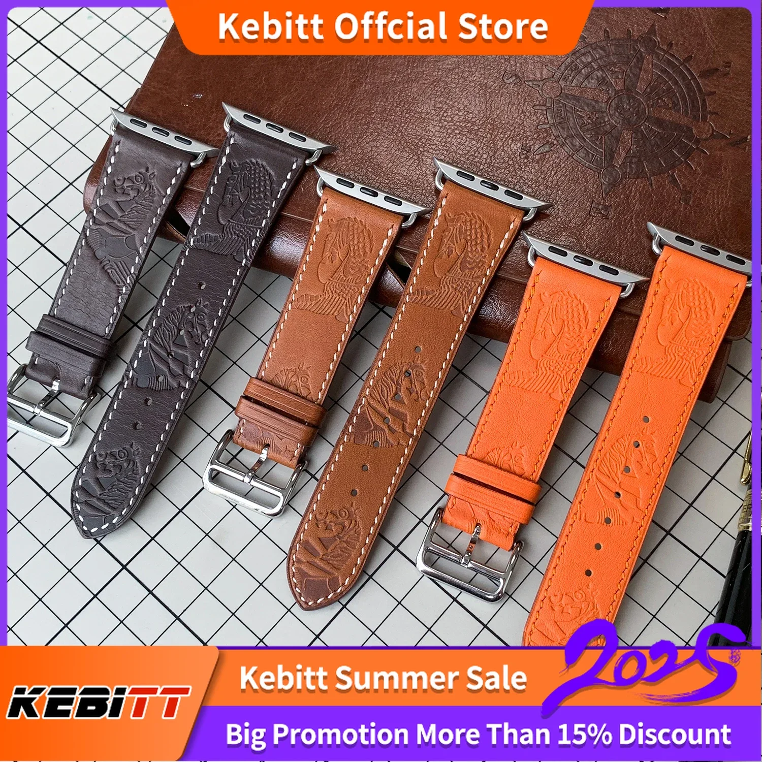 

Kebitt New High Quality Swift Barenia Leather Single Tour Iwatch Ultra 1 2 Band For Apple Watch 10 9 8 7 6 Se 5 Strap