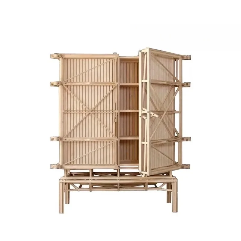 TT Light luxury high-end log wine cabinet villa living room home high-end red wine cabinet display cabinet