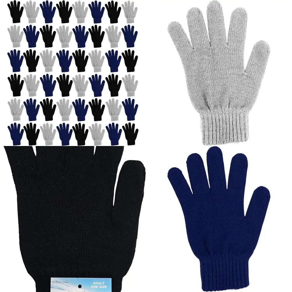 

48 Pairs Soft Winter Gloves, Bulk Pack, Warm Brushed Lining, Stretchable for Men & Women