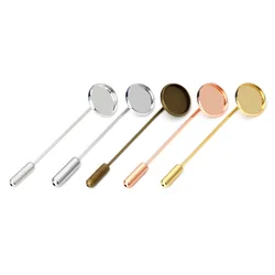 Broches de Metal en blanco, Base de vidrio de 10-20mm, soporte de solapa de cabujón con Pin, suministros de joyería Diy, accesorios, 10 unidades por lote