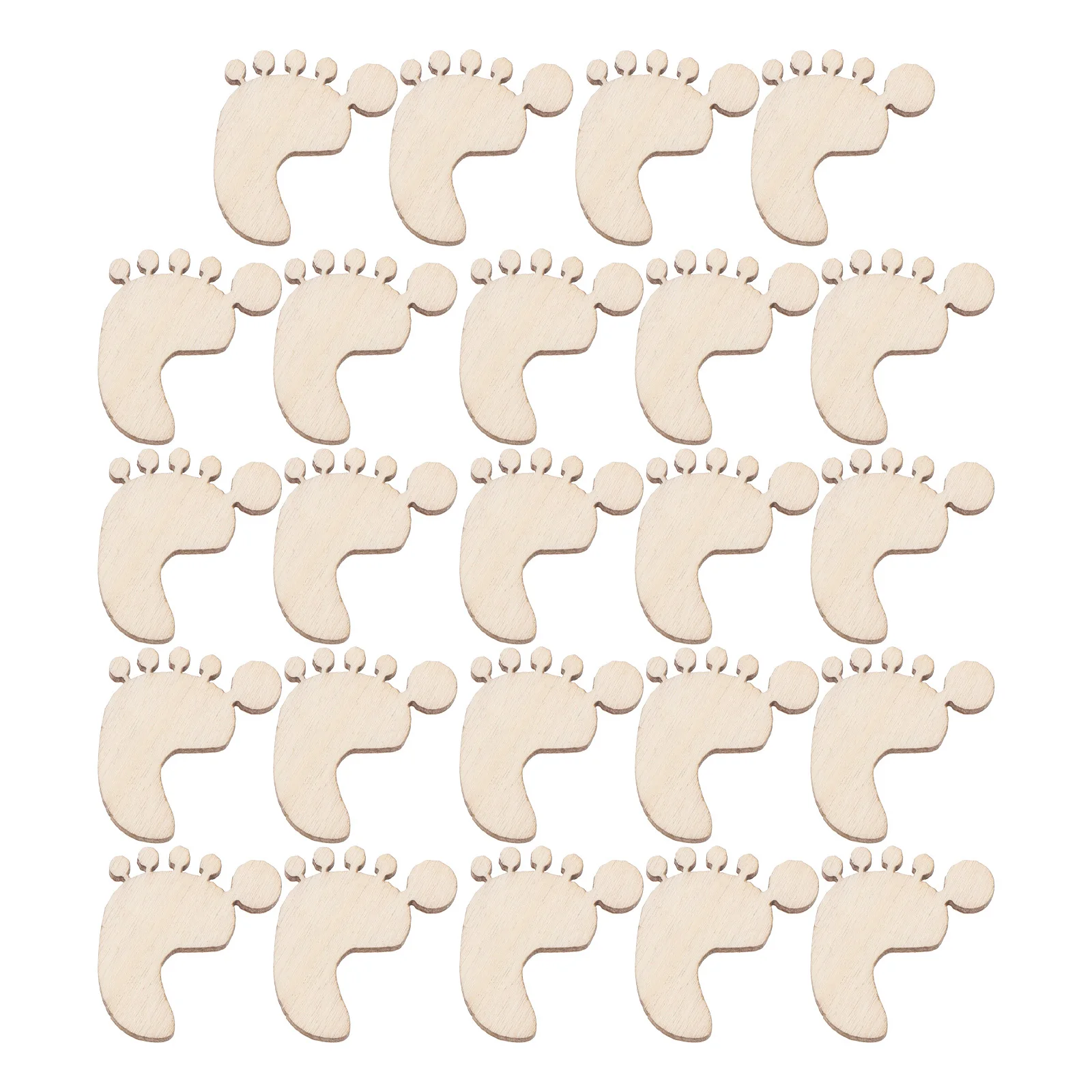 

50pcs Wooden Footprint Embellishments 25*20Mm Unfinished Blank Slices For Diy Crafts Scrapbooking Decoupage Sign Making Wood