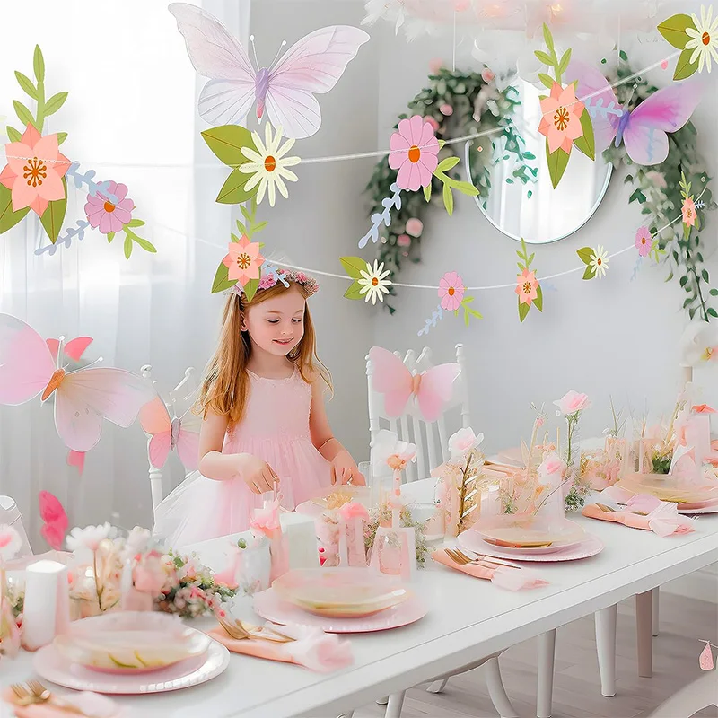 Guirlandes de Fleurs en Papier, Bannière Florale pour Calcul de Terre, Décoration de ixd'Anniversaire, Patients, Réception-Cadeau pour Bébé, Banderoles de ixde Mariage, 16