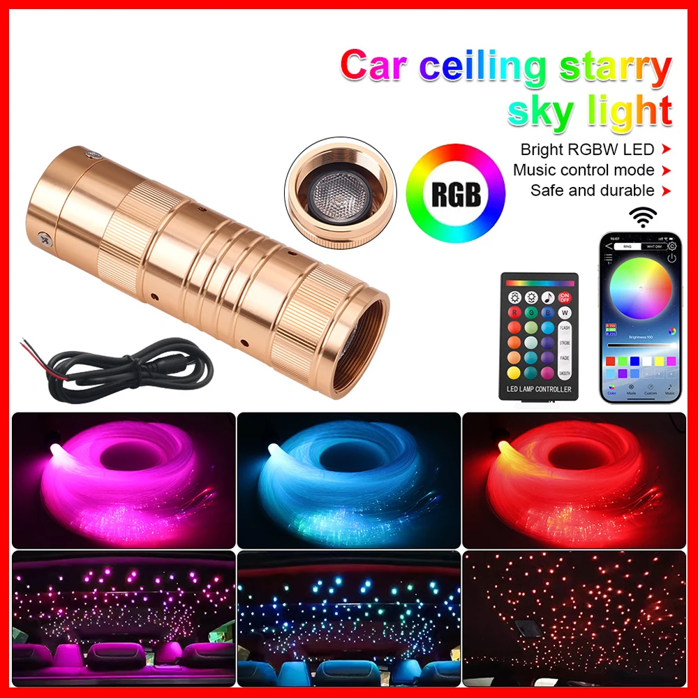 

16 Вт Мерцающее Звездное Небо Автомобильная Звезда Потолок RGB 500 шт. 400 шт. Волоконно-оптическое Скрытый Интерьер Романтическая Атмосфера Крыша автомобиля Звездный Комплект Приложение