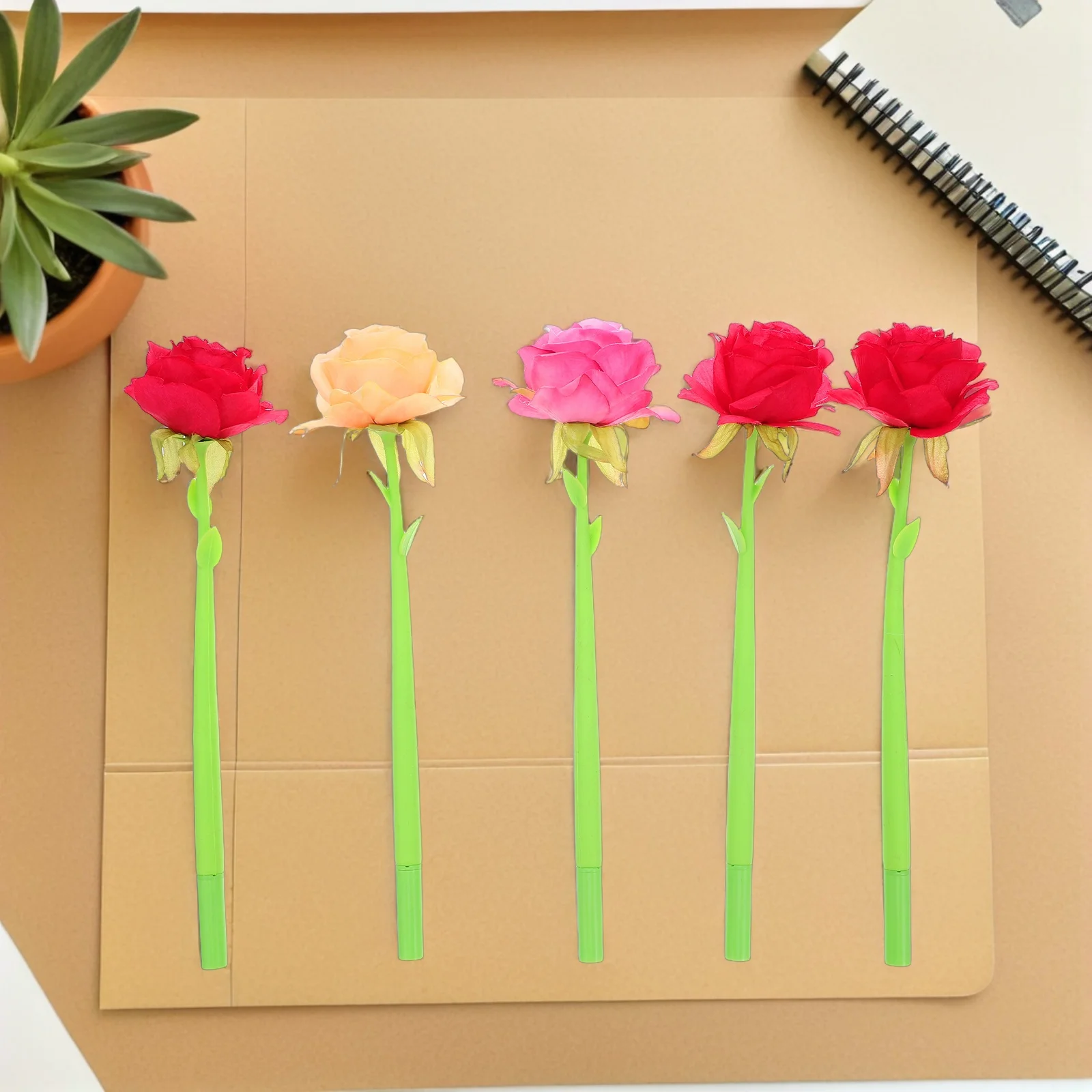 

5 шт. силиконовые шариковые ручки с цветочным принтом, уникальный цветочный дизайн шляпы, гладкие чернила, ручки для письма, портативные для студентов, офисные канцелярские принадлежности