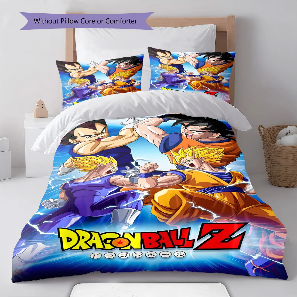 Dragon Ball Sitting Pose Bedding Set Anime Duvet Cover Polyester Soft Comforter Bedroom Set -QJY