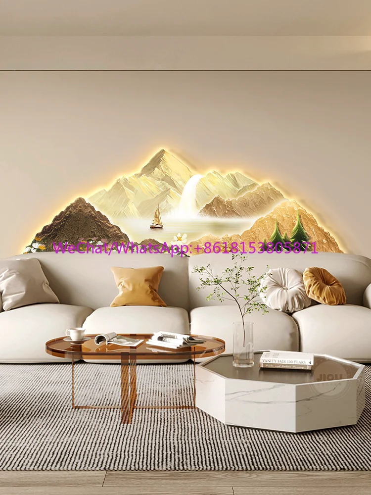 Living room decorative painting Nordic flowing water makes money sofa background wall hanging painting wabi sandy wind